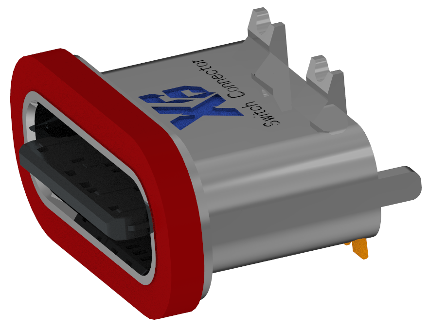 XB-TYPE C 6P vertical waterproof base L=7.15mm (with steel sheet) (zinc alloy shell)